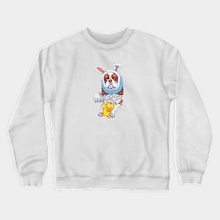 Cavalier King Charles Spaniel - Blenheim wearing a bunny snood Crewneck Sweatshirt